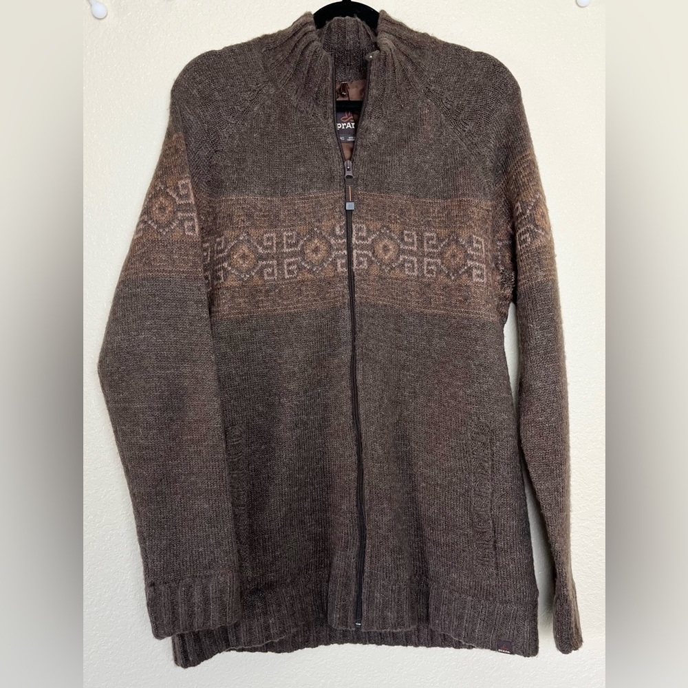 prAna Mens Espresso Graham Mock Neck Wool Blend Sweater
